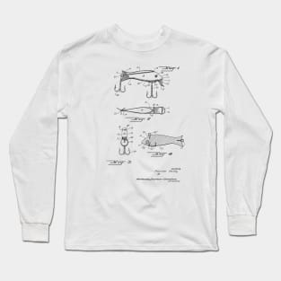 Fishing Lure Vintage Patent Hand Drawing Long Sleeve T-Shirt